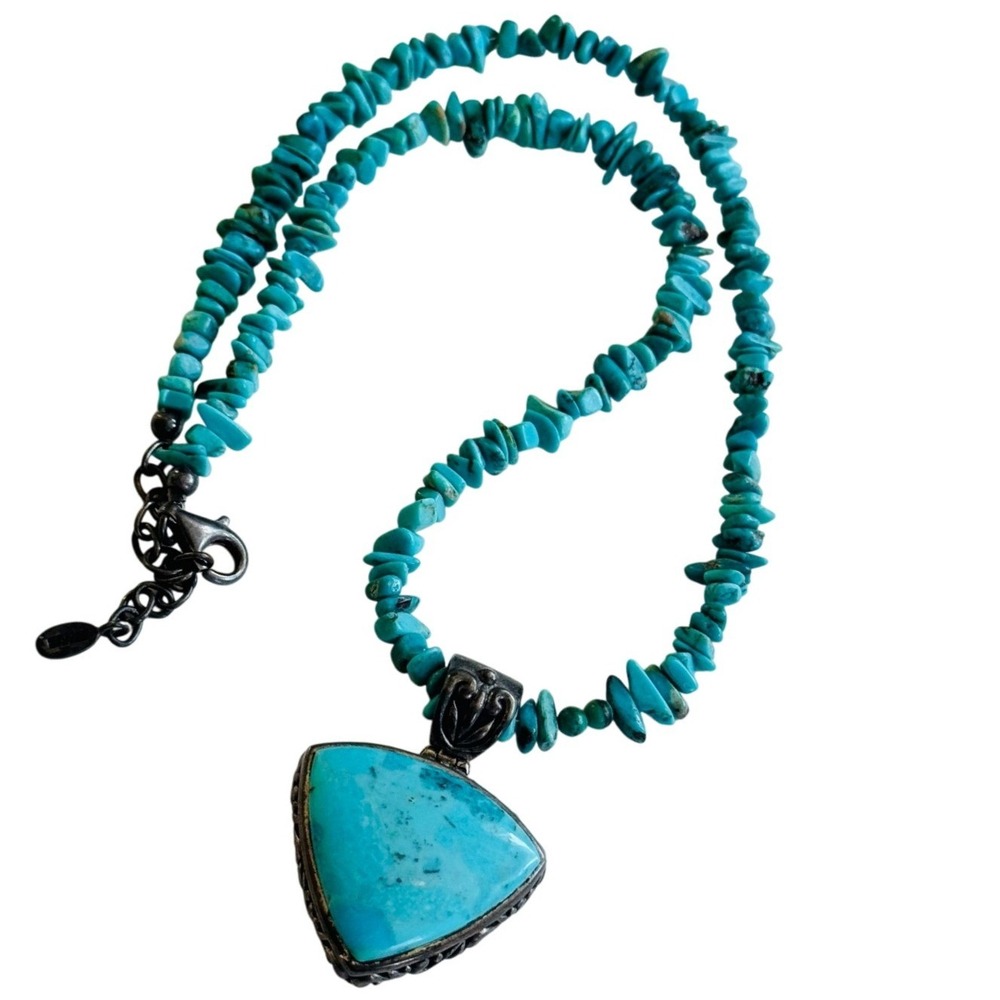 Barse Blue Turquoise‎ Beaded collar Necklace beaded Sterling Silver 925 19"